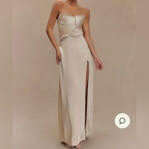 Meshki Cream Strapless Maxi Dress